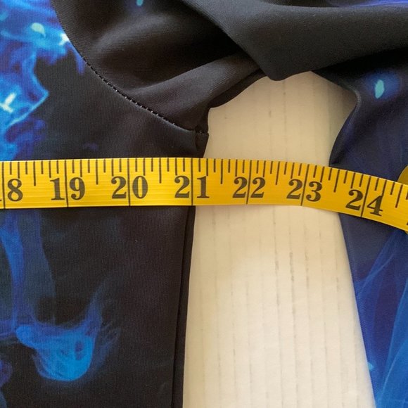 Blue Black Mens Pullover Hoodie Flaming Fanged Skull Graphic Front and Back - Picture 4 of 7